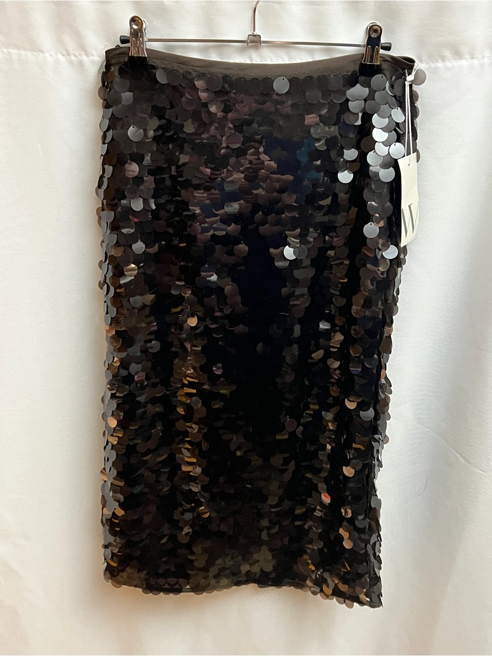 Worthington Black Sequin Midi Pencil Skirt Petite 2P Party Cocktail NWT Slit
